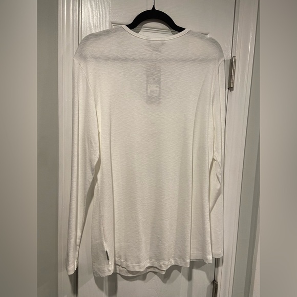 NWT Eddie Bauer Size XL White Cotton Scoop Neck Snap Long Sleeve Henley Top - Picture 11 of 14